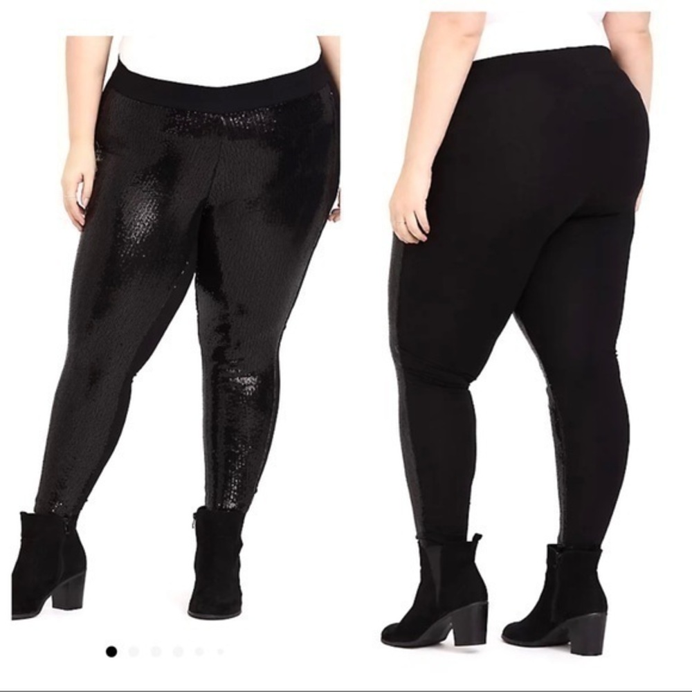 Torrid 5X New Sexy Black Sequin Platinum Leggings‎